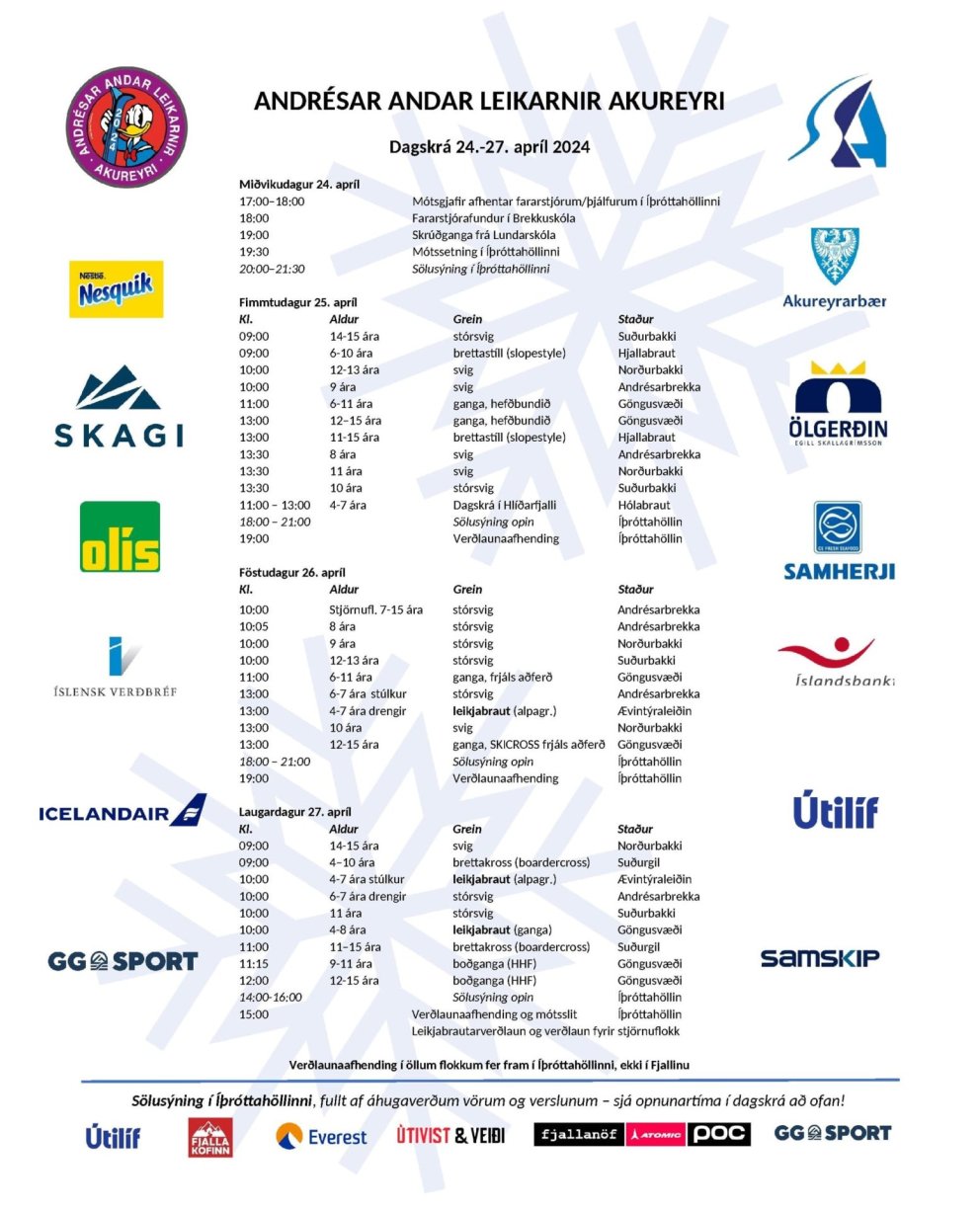 Nú styttist í Andrésar Andar leikana 2024