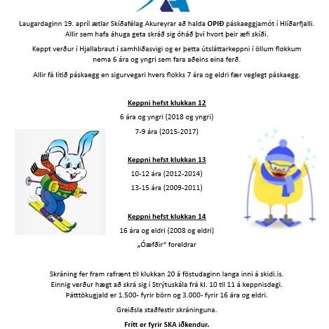 Opið páskaeggjamót í samhliðasvigi 19. apríl